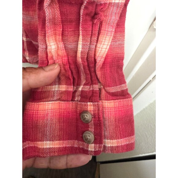 Eddie Bauer Women's Red Plaid Button-Up Long-Sleeve Shirt With Pocket Size L - Picture 5 of 8